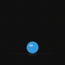 Bouncing ball — ease-in rise, bounce easing on fall