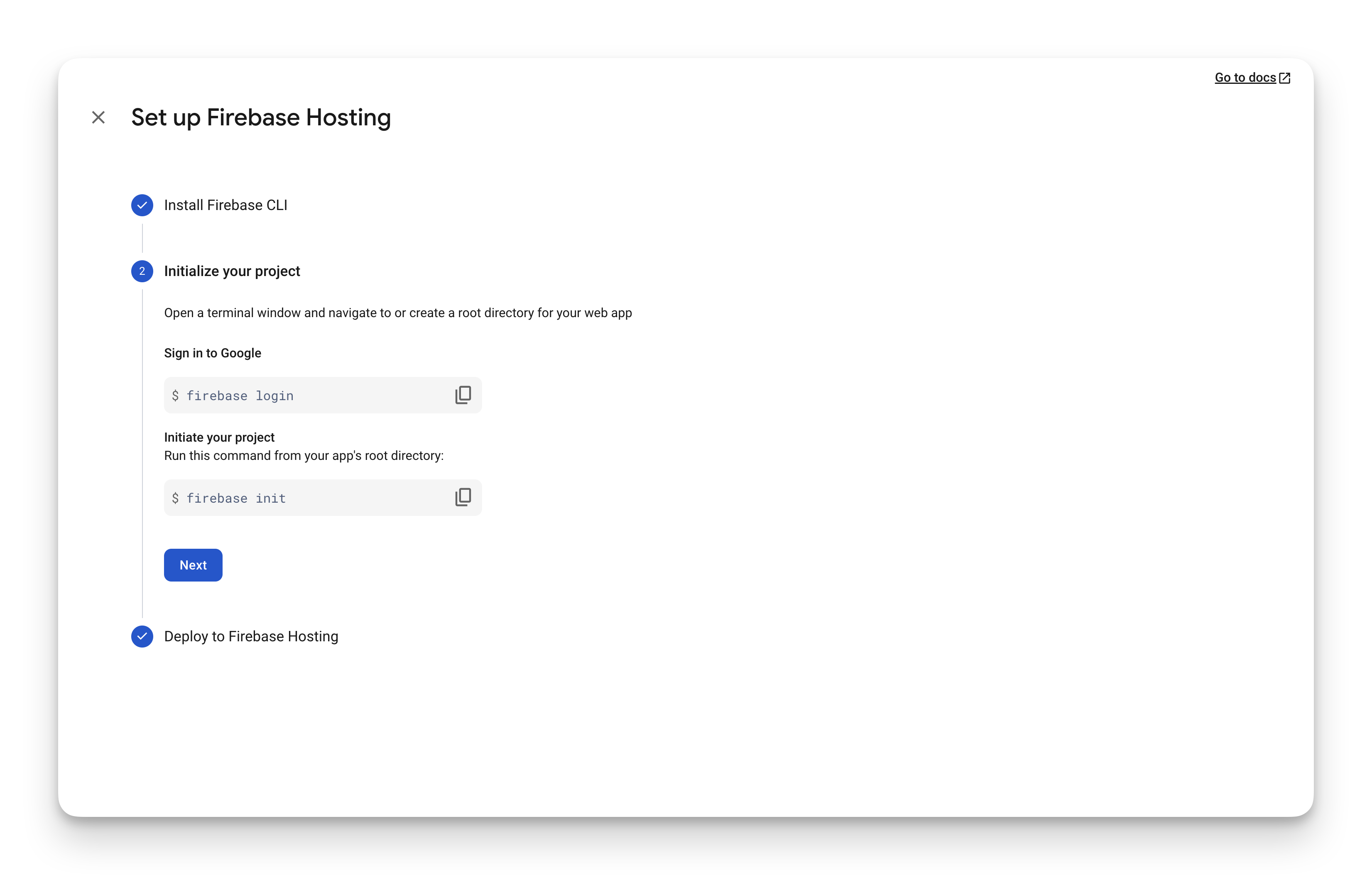 Firebase Hosting dashboard