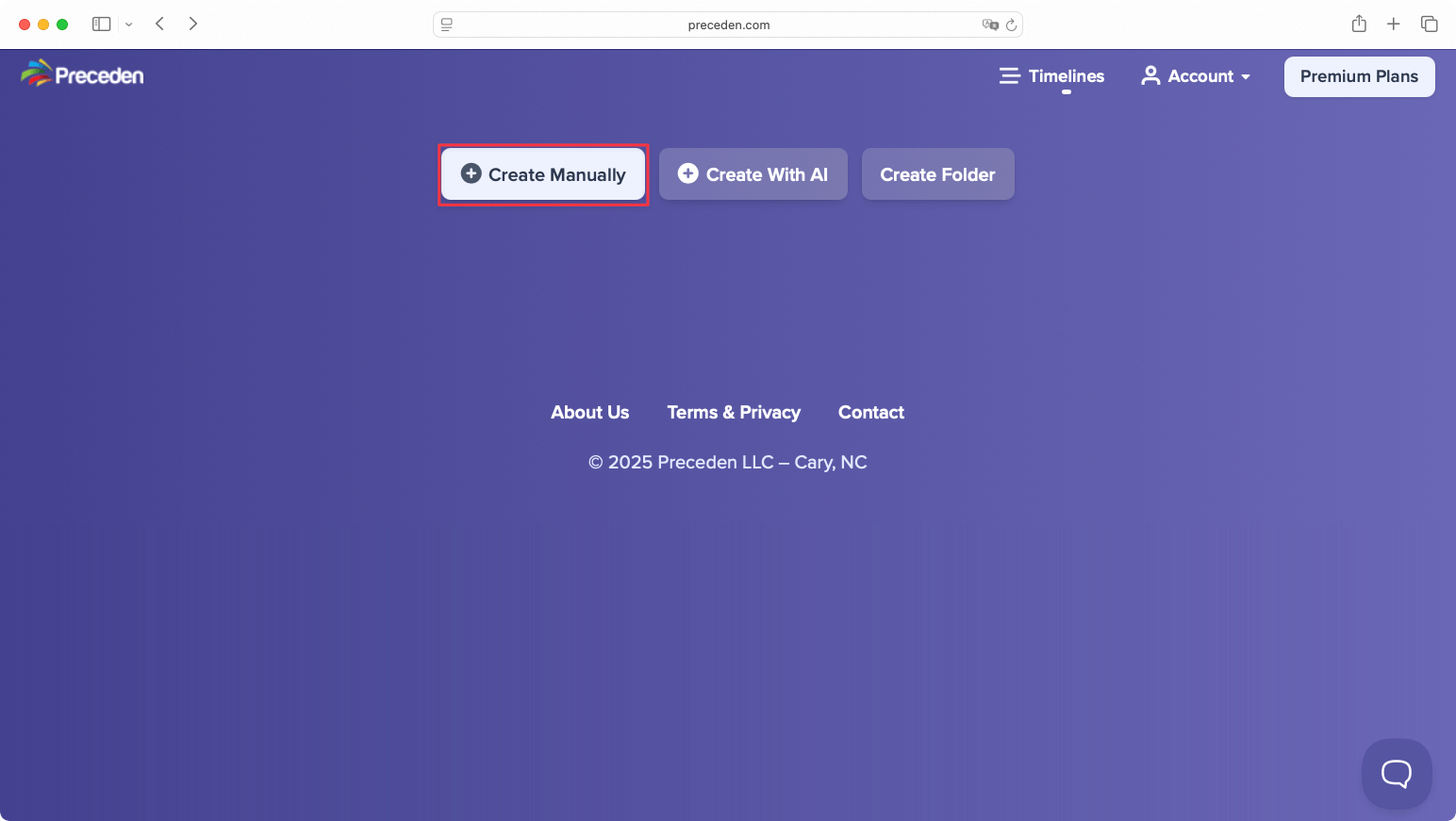 Preceden create timeline
